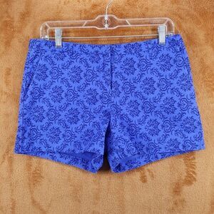 CYNTHIA ROWLEY Shorts Womens Size 8 Blue Chino Floral Scroll
